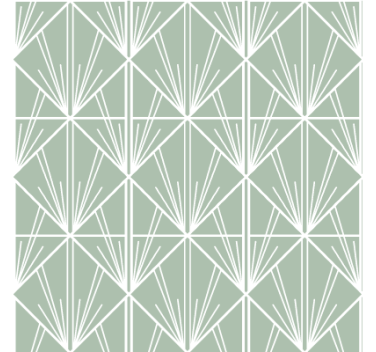 Papel tapiz para sala art déco verde y blanco - TenVinilo