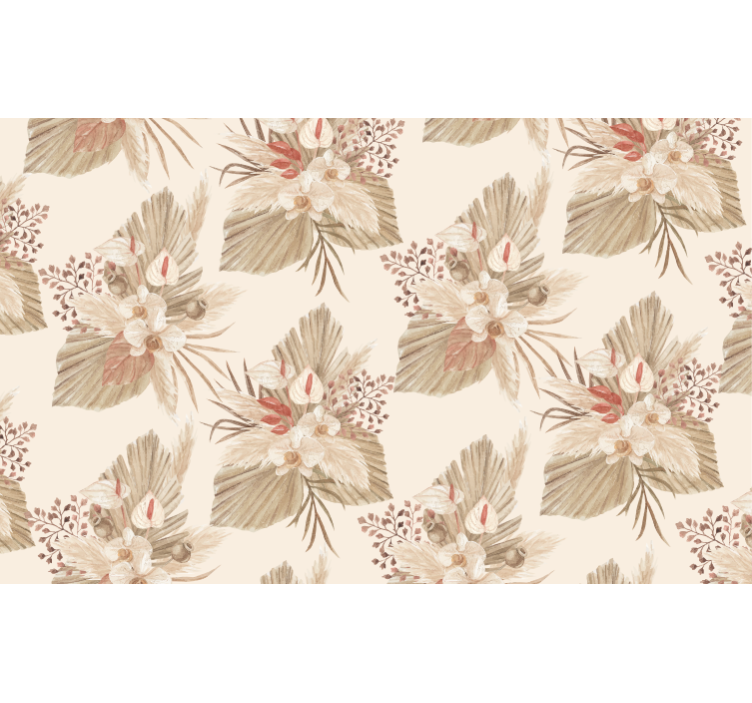 Papel tapiz para sala flores secas con hierba de la pampa - TenVinilo