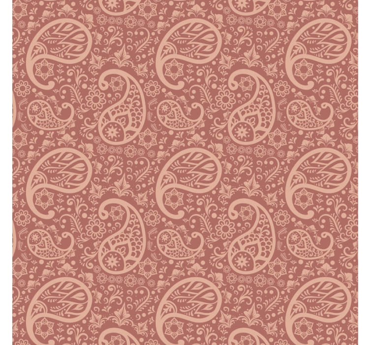 Papel tapiz floral patrón paisley cálido - TenVinilo
