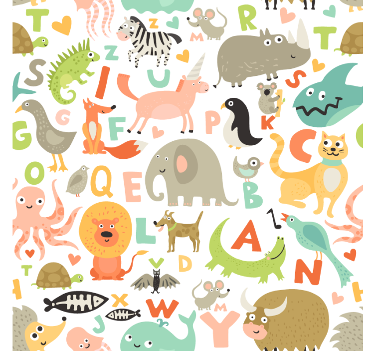 Papel tapiz animales abecedario con animales infantiles - TenVinilo