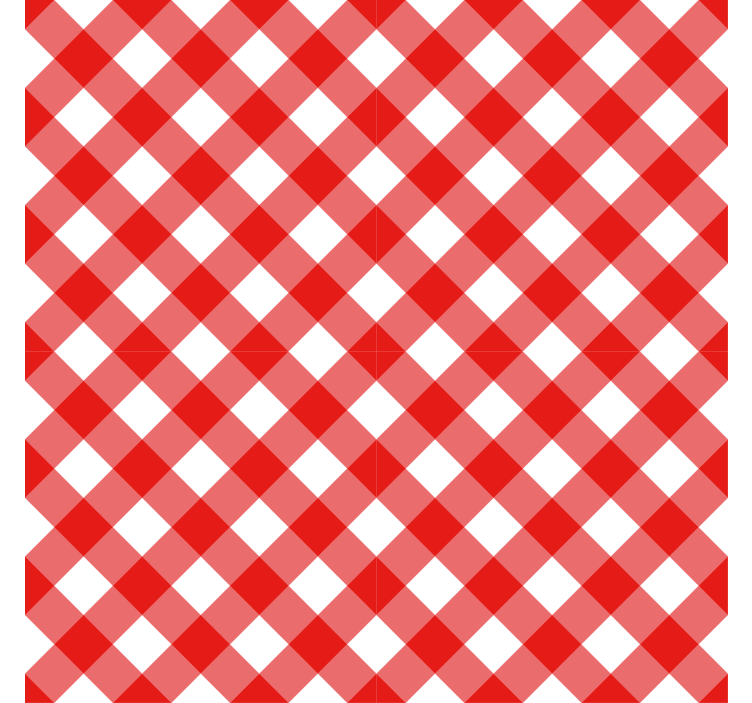 Papel tapiz pasillo cuadrados rojos y blancos - TenVinilo