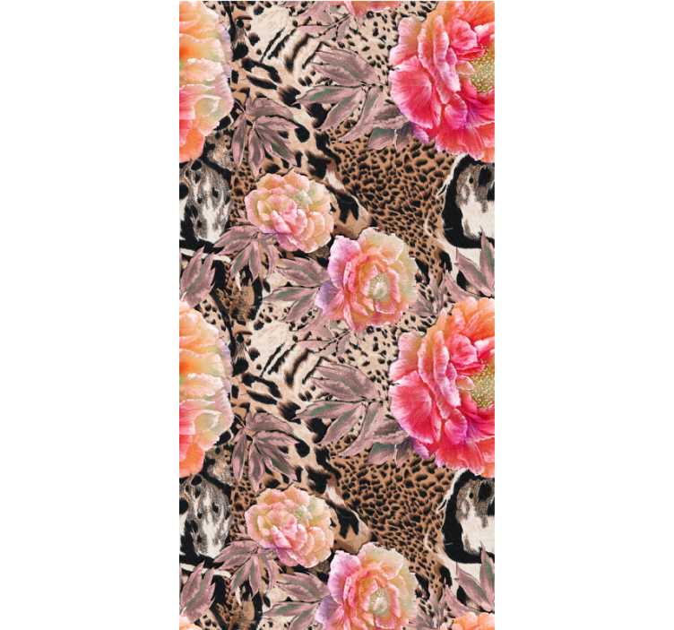 Papel tapiz naturaleza piel de leopardo floral - TenVinilo
