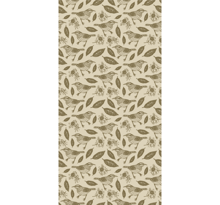 Papel tapiz infantil pájaros en la naturaleza y plantas - TenVinilo