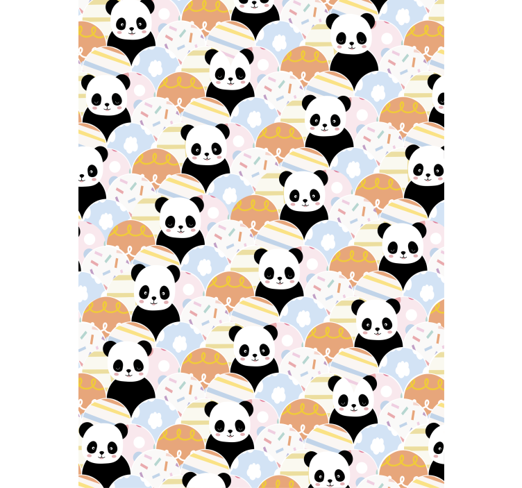Papel tapiz infantil diseño patchwork panda - TenVinilo