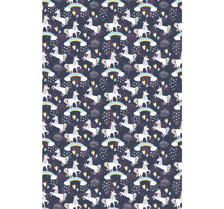 Papel tapiz infantil unicornios rosas florales - TenVinilo