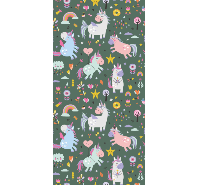 Papel tapiz infantil patrones de unicornios fantásticos - TenVinilo