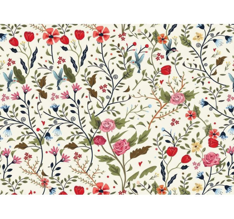 Papel tapiz para sala jardín encantado folk - TenVinilo