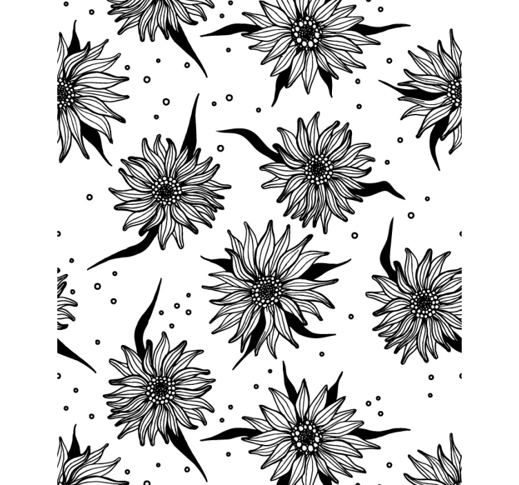 Papel tapiz pasillo girasoles en blanco y negro - TenVinilo