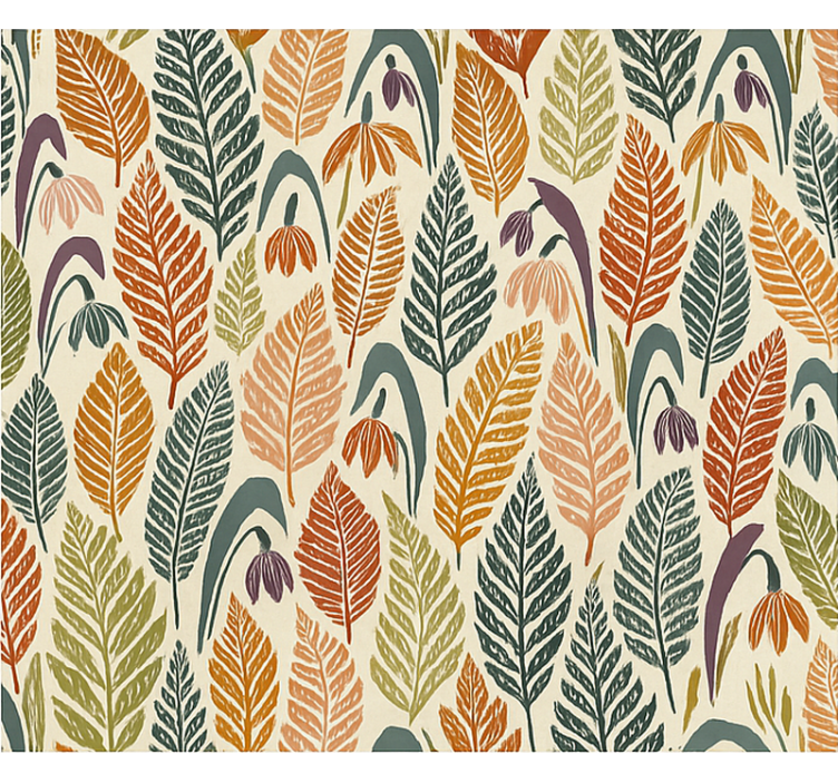 Papel tapiz nórdico flores de campanilla multicolor - TenVinilo