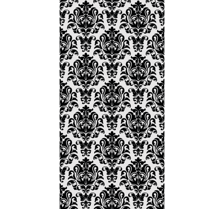 Papel tapiz clásico con patrón floral en blanco y negro - TenVinilo