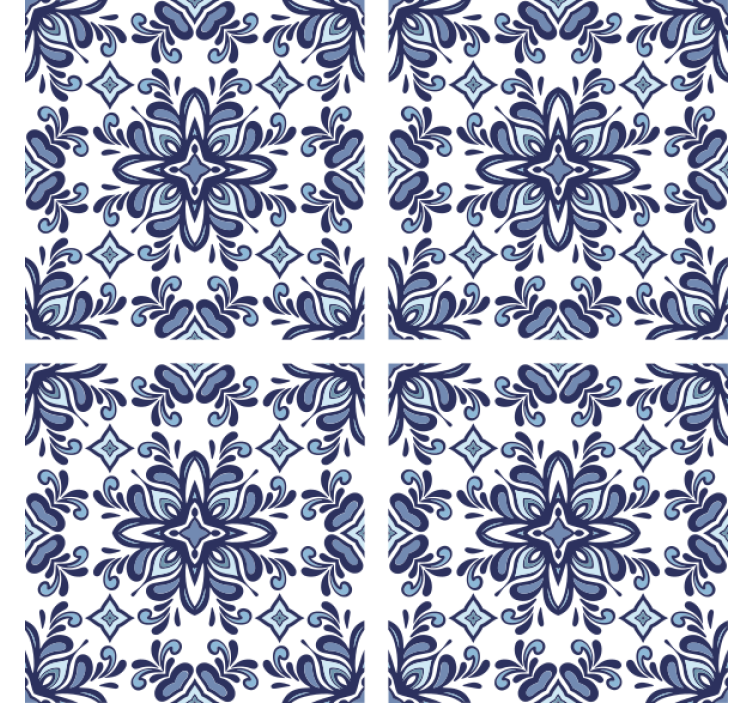 Papel tapiz azulejos estilo marroquí azul - TenVinilo