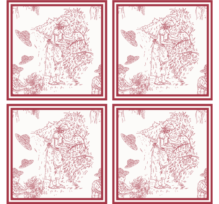 Papel tapiz vintage ilustración de paisaje rústico - TenVinilo