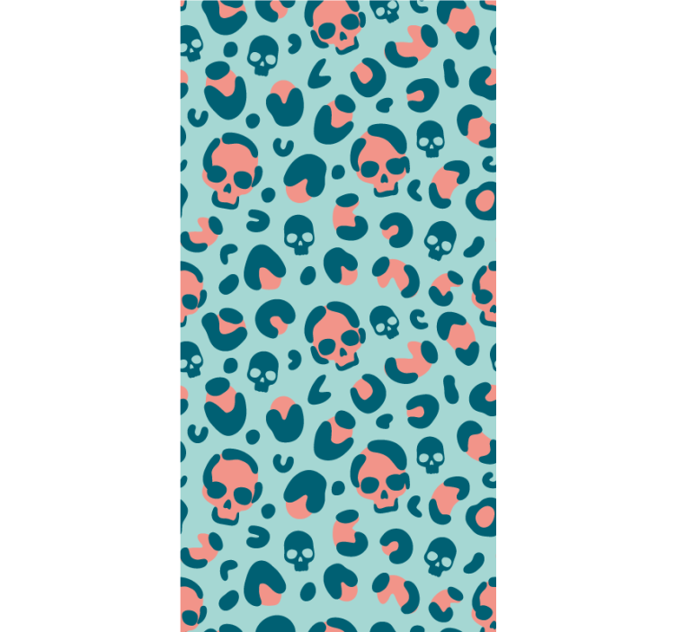 Papel tapiz moderno patrón de calaveras leopardo rosa y azul - TenVinilo