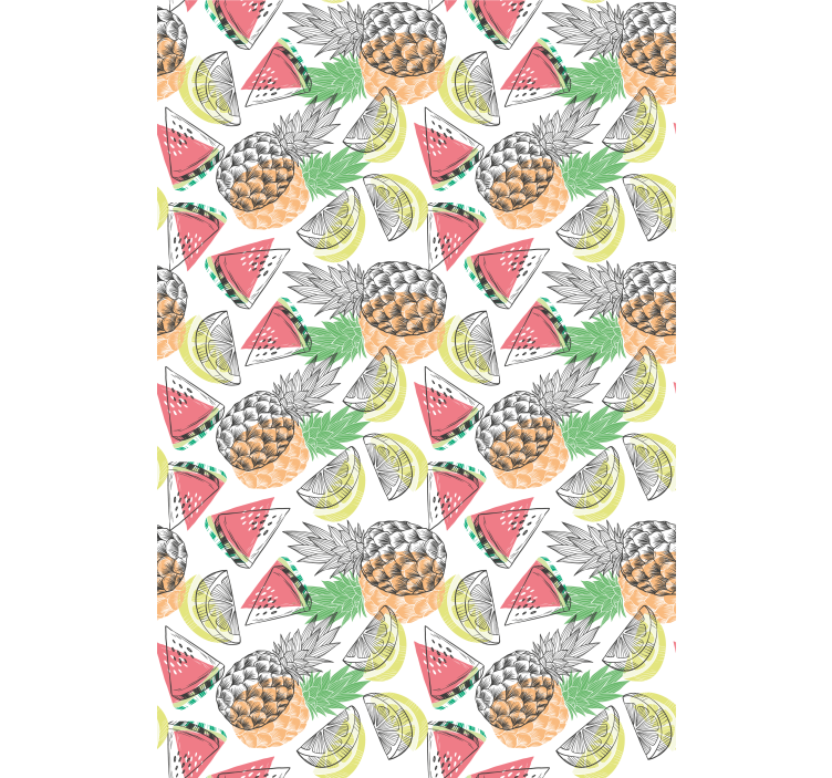 Papel tapiz moderno patrón colorido de frutas de verano - TenVinilo