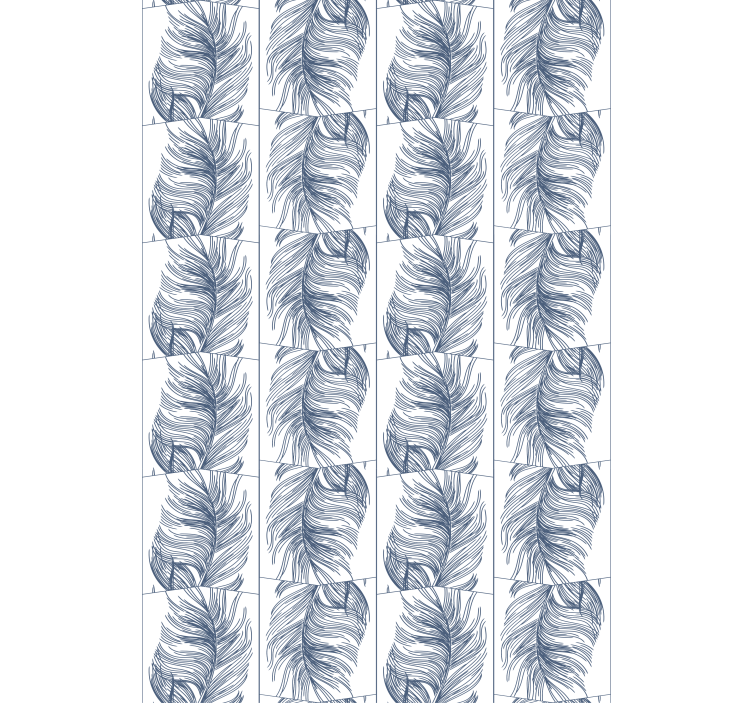 Papel tapiz moderno estilo hampton plumas azules - TenVinilo