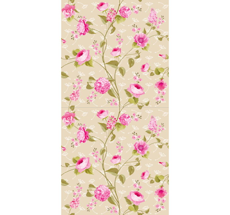 Papel tapiz comedor enredadera floral rosa - TenVinilo