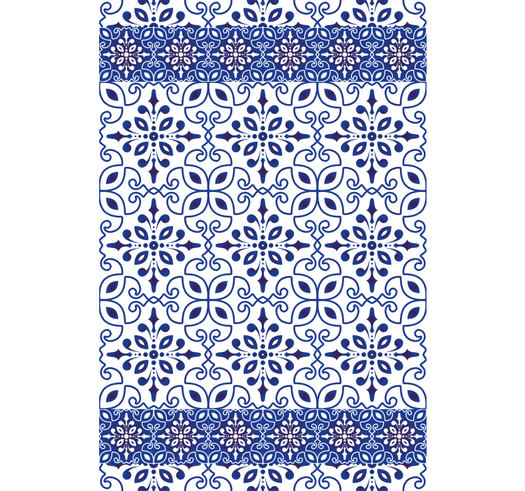 Papel tapiz baño azulejos azules ornamentales - TenVinilo
