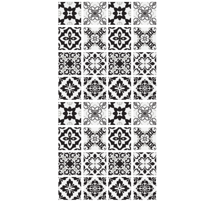 Papel tapiz cocina baldosas blanco y negro - TenVinilo