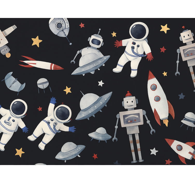 Papel tapiz infantil niños cósmicos - TenVinilo