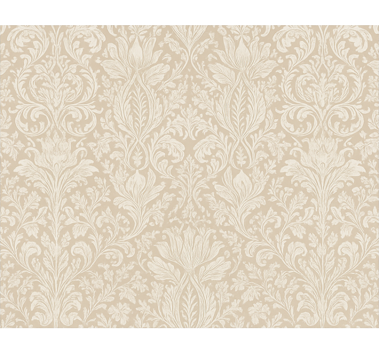Papel tapiz recámara matrimonial floral beige clásico - TenVinilo