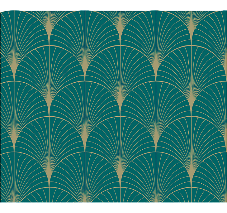 Papel tapiz recámara matrimonial arte decorativo azul oro - TenVinilo