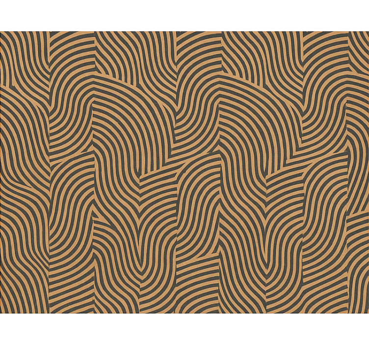 Papel tapiz para sala líneas modernas en negro y naranja - TenVinilo