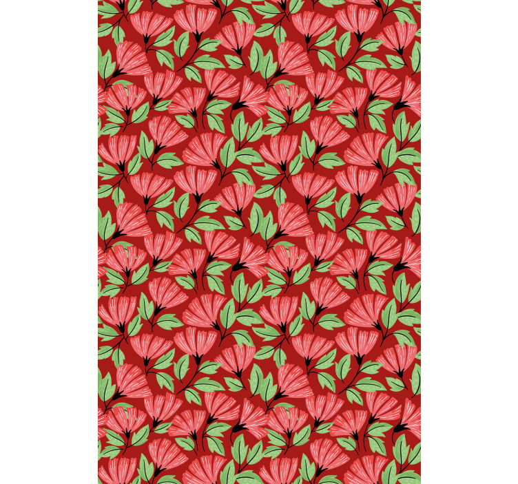 Papel tapiz floral patrón rojo vintage - TenVinilo