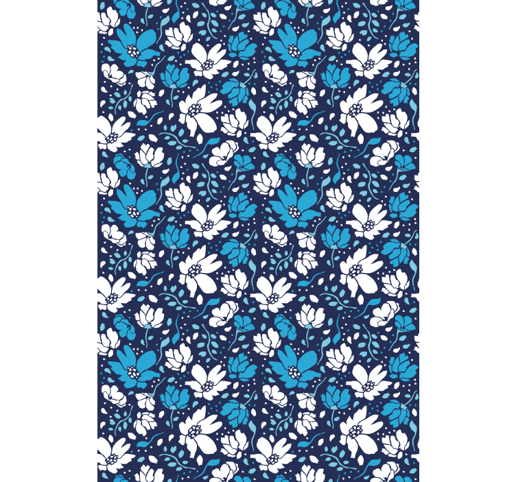 Papel tapiz floral margaritas blancas sobre fondo azul - TenVinilo