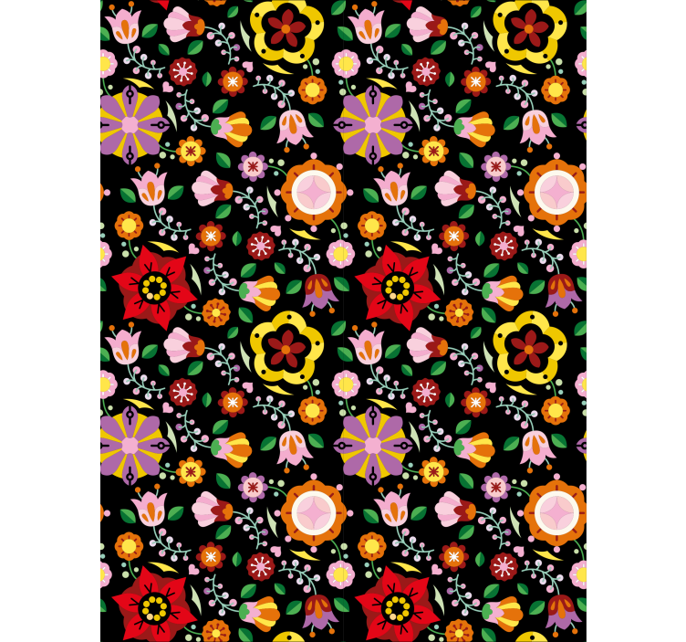 Papel tapiz floral patrones del folclore polaco - TenVinilo