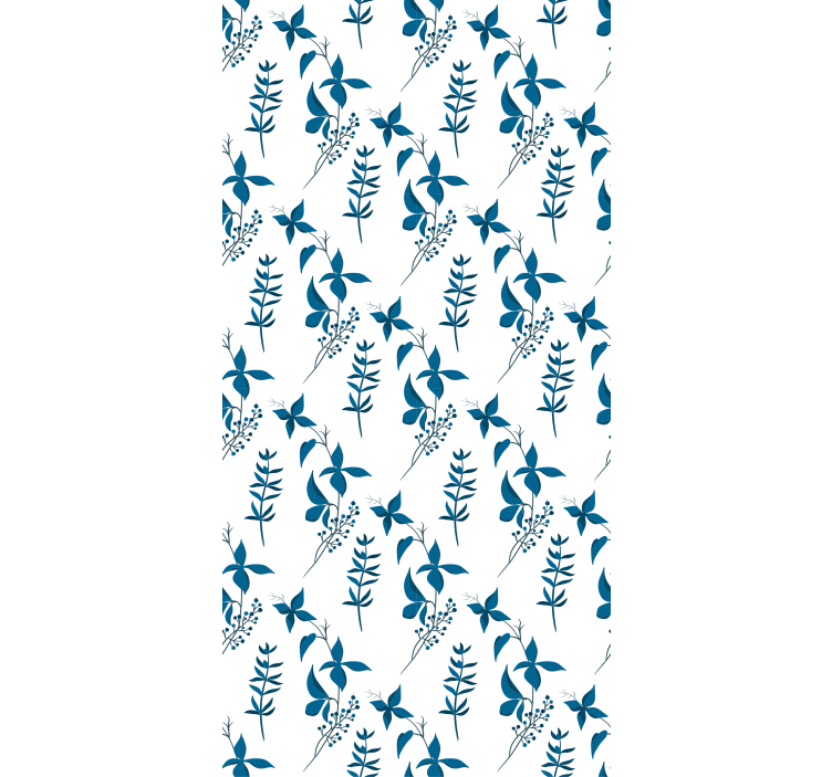 Papel tapiz floral patrón de flores azules - TenVinilo