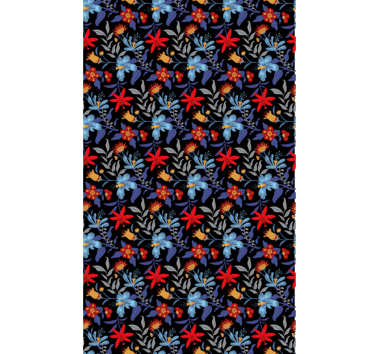 Papel tapiz floral 'tricot' negro - TenVinilo