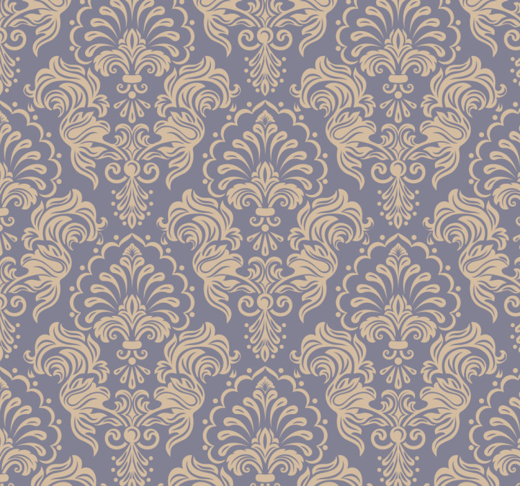 Papel pintado barroco azul ornamental - TenVinilo
