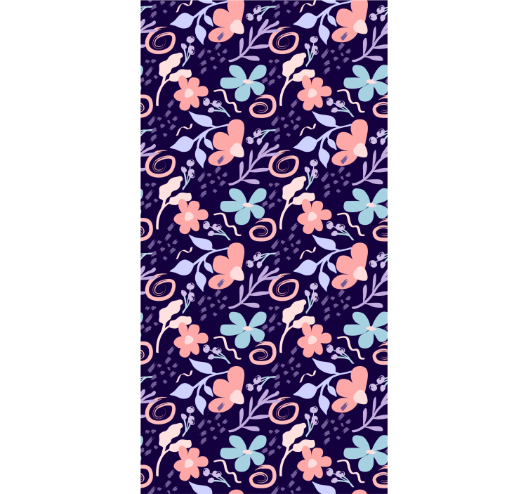 Papel tapiz flores patrón floral morado - TenVinilo