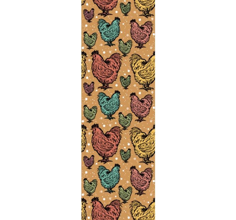 Papel tapiz animales patrón de gallo colorido - TenVinilo