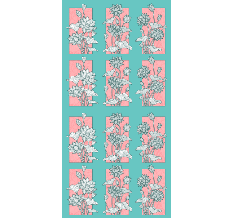 Papel pintado flores Flor de loto retro - TenVinilo