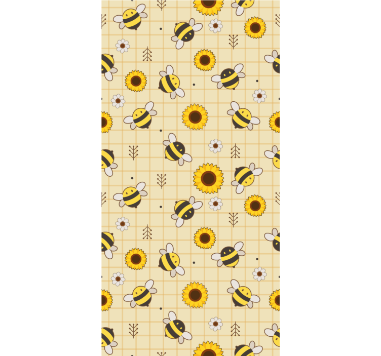 Papel tapiz animales patrón de abeja y girasol - TenVinilo