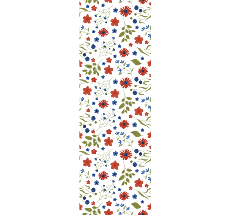 Papel pintado flores Patrones de jardín azul y rojo - TenVinilo