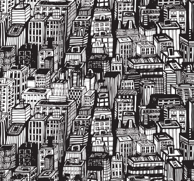 Papel tapiz ciudades caos de boceto urbano - TenVinilo