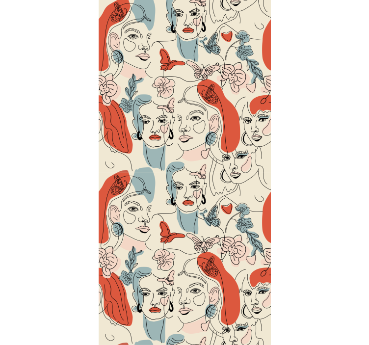 Papel tapiz arte arte lineal femenino - TenVinilo