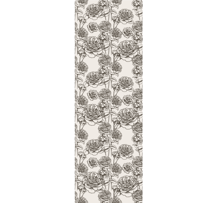 Papel tapiz flores bosquejo rosa - TenVinilo