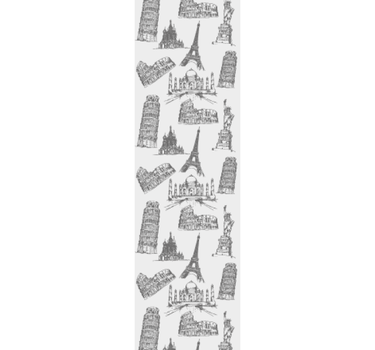 Papel tapiz ciudades patrón de monumentos más famosos - TenVinilo