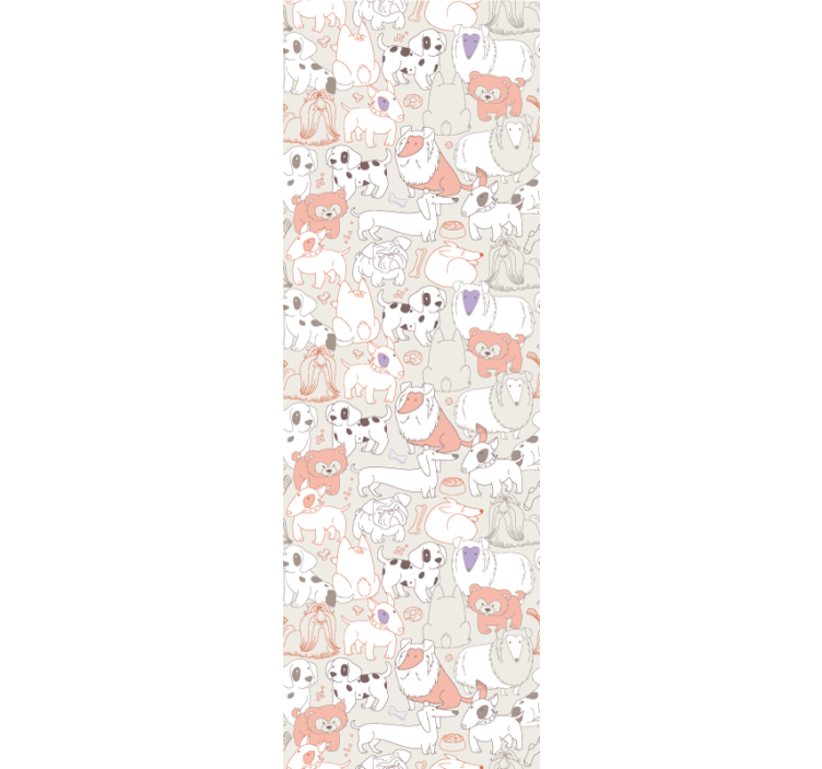 Papel tapiz animales mural de cachorros juguetones - TenVinilo