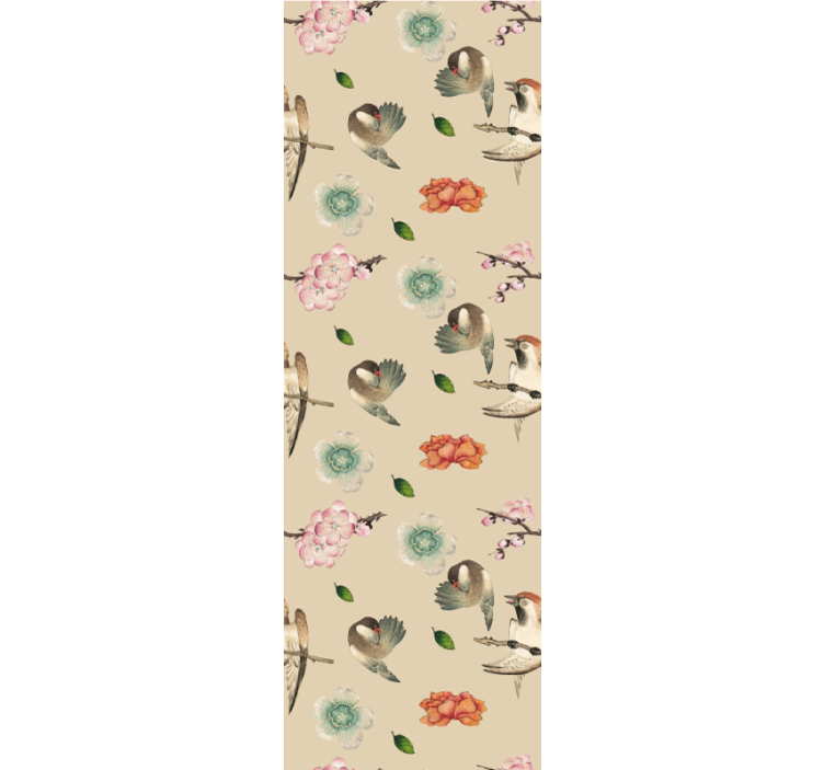 Papel tapiz flores encanto de pajaritos en flor - TenVinilo