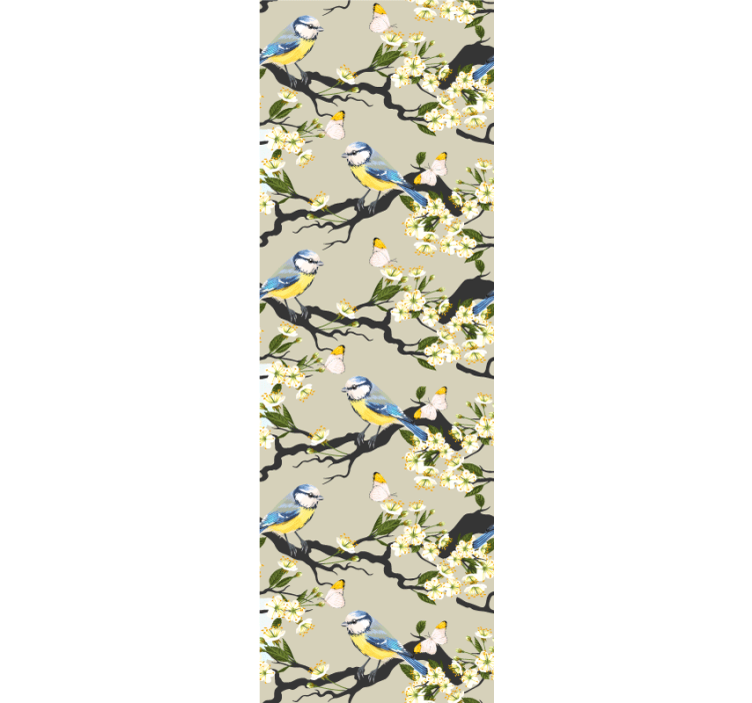 Papel tapiz pájaros ramas de herrerillo común - TenVinilo