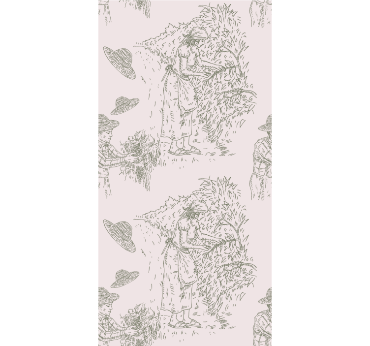 Papel tapiz barroco escena de cosecha campestre - TenVinilo