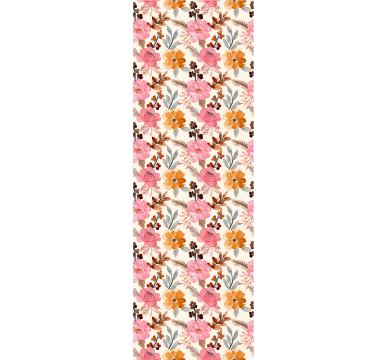 Papel pintado de flores en rojo acuarela - TenVinilo