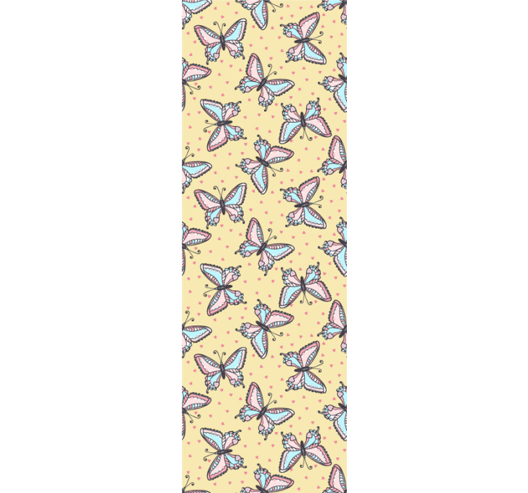 Papel pintado de mariposas con corazones - TenVinilo