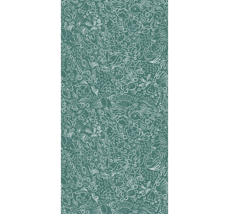 Papel tapiz animales vida marina verde - TenVinilo