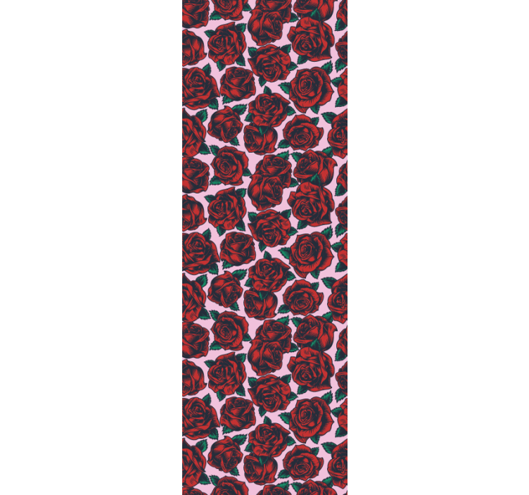 Papel tapiz flores patrón de rosa roja - TenVinilo
