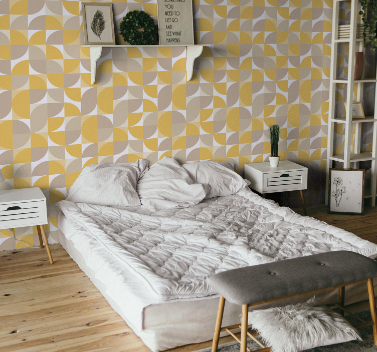 Papel tapiz geométrico diseño de patrón circular - TenVinilo